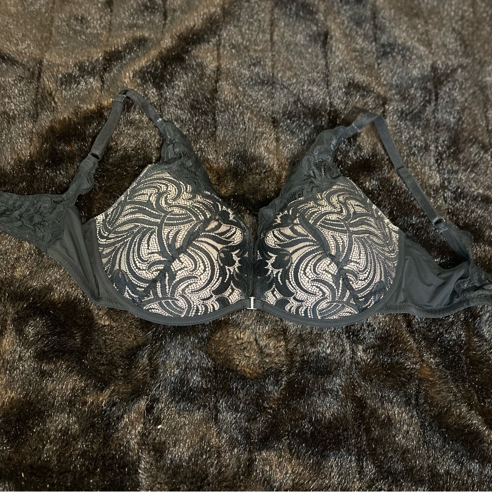 Adored by Adore Me Lace Push Up Bra Black Nude Lined 36DD